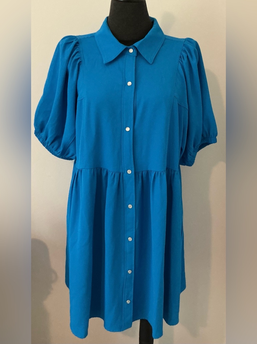 NWT Entro Button-Front Dress in Bright Blue size XL - Picture 2 of 14
